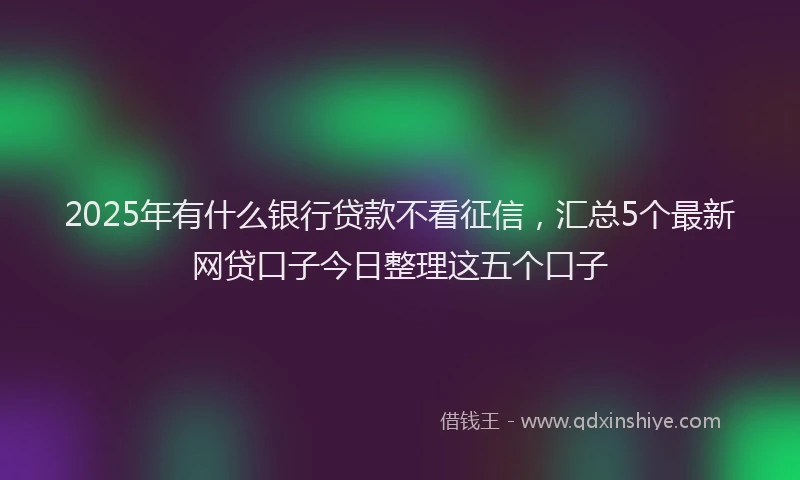 2025年有什么银行贷款不看征信，汇总5个最新网贷口子今日整理这五个口子