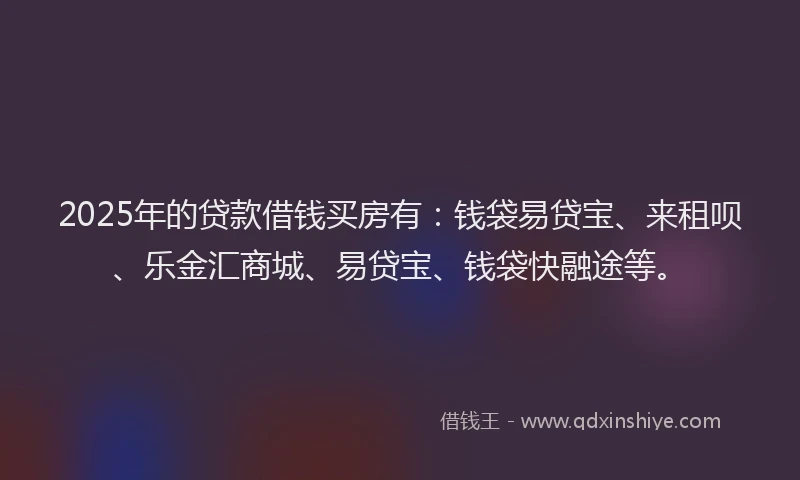 2025年的贷款借钱买房有：钱袋易贷宝、来租呗、乐金汇商城、易贷宝、钱袋快融途等。
