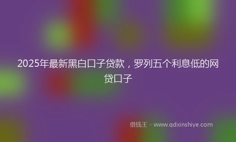 2025年最新黑白口子贷款，罗列五个利息低的网贷口子