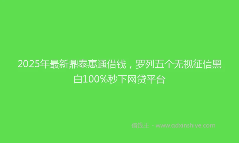 2025年最新鼎泰惠通借钱，罗列五个无视征信黑白100%秒下网贷平台