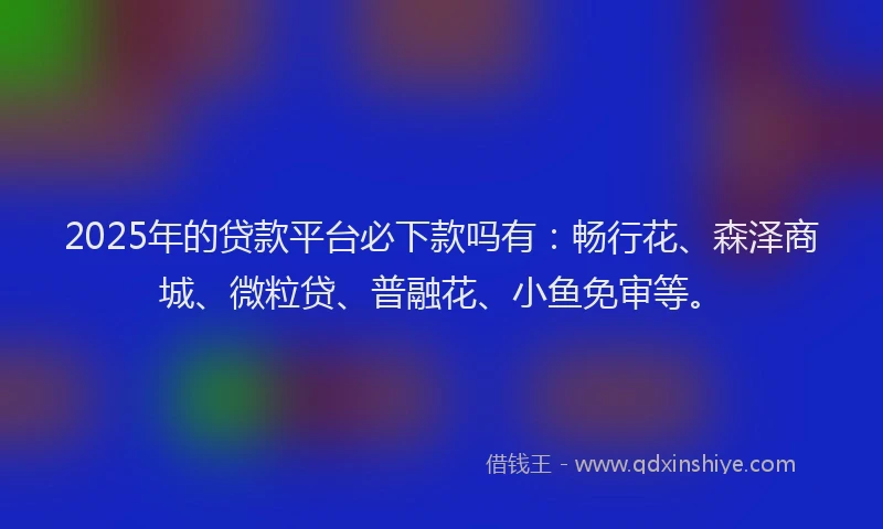2025年的贷款平台必下款吗有：畅行花、森泽商城、微粒贷、普融花、小鱼免审等。