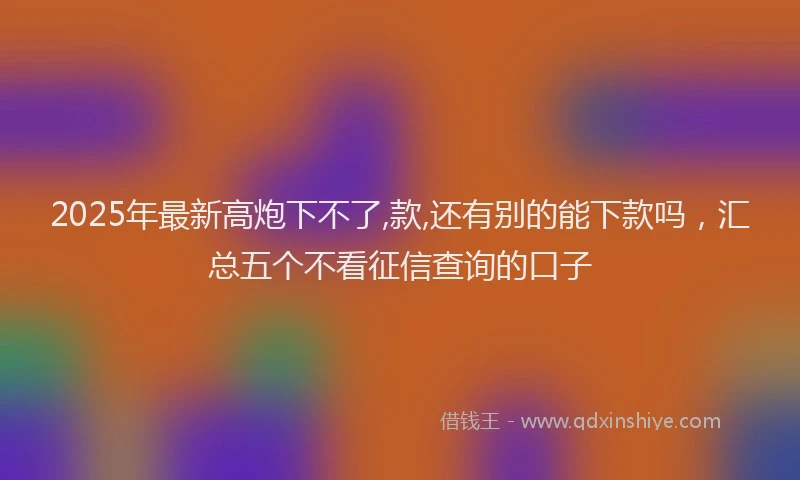2025年最新高炮下不了,款,还有别的能下款吗，汇总五个不看征信查询的口子