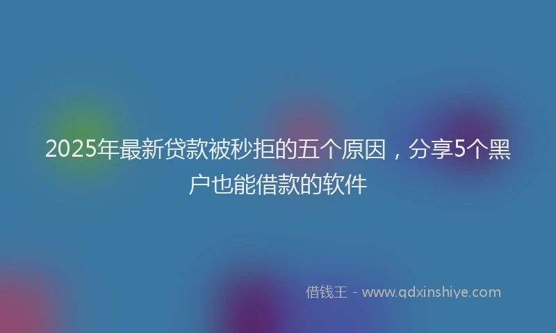2025年最新贷款被秒拒的五个原因，分享5个黑户也能借款的软件