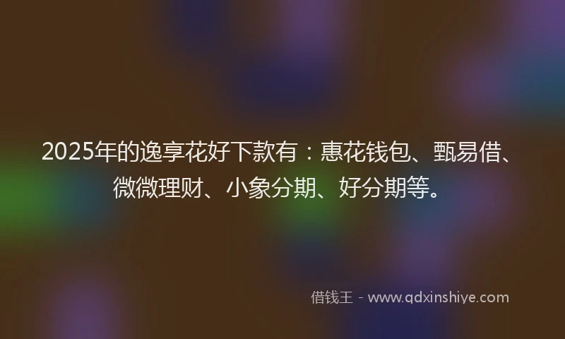 2025年的逸享花好下款有：惠花钱包、甄易借、微微理财、小象分期、好分期等。