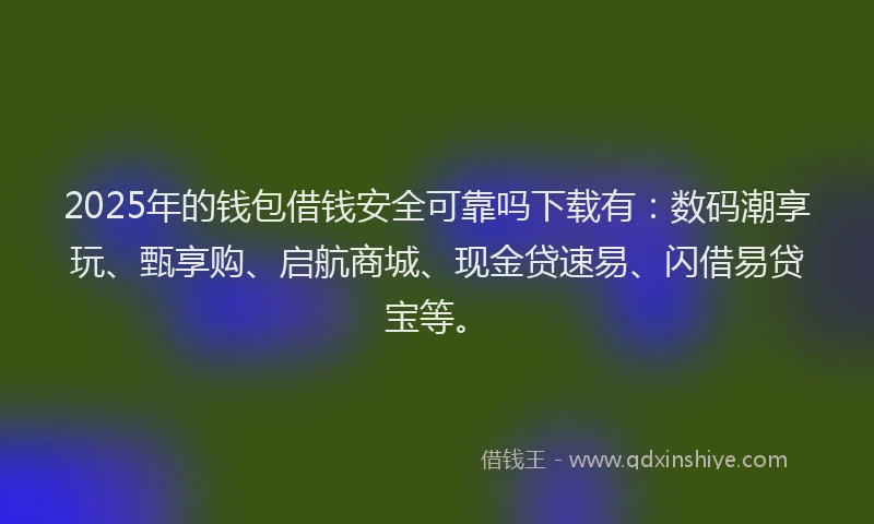 2025年的钱包借钱安全可靠吗下载有：数码潮享玩、甄享购、启航商城、现金贷速易、闪借易贷宝等。