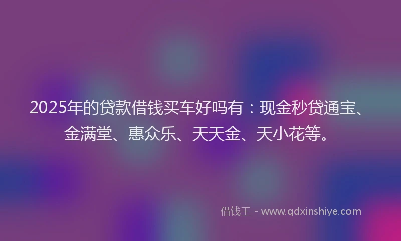 2025年的贷款借钱买车好吗有：现金秒贷通宝、金满堂、惠众乐、天天金、天小花等。