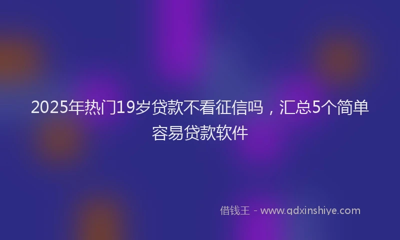 2025年热门19岁贷款不看征信吗，汇总5个简单容易贷款软件