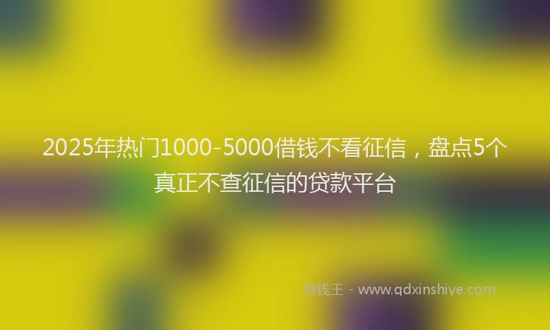 2025年热门1000-5000借钱不看征信，盘点5个真正不查征信的贷款平台