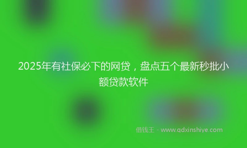 2025年有社保必下的网贷，盘点五个最新秒批小额贷款软件