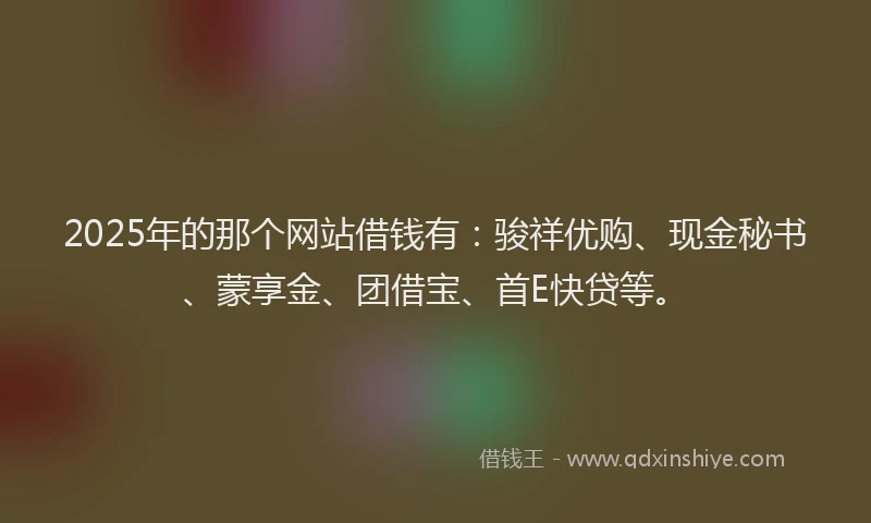 2025年的那个网站借钱有：骏祥优购、现金秘书、蒙享金、团借宝、首E快贷等。