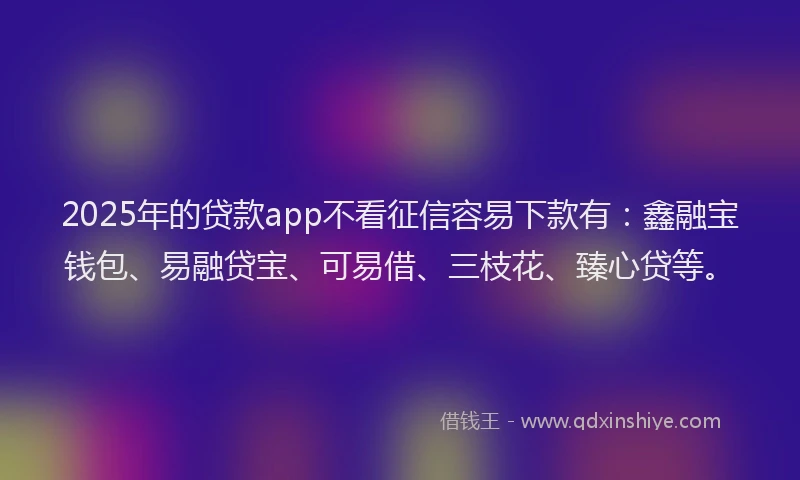 2025年的贷款app不看征信容易下款有：鑫融宝钱包、易融贷宝、可易借、三枝花、臻心贷等。