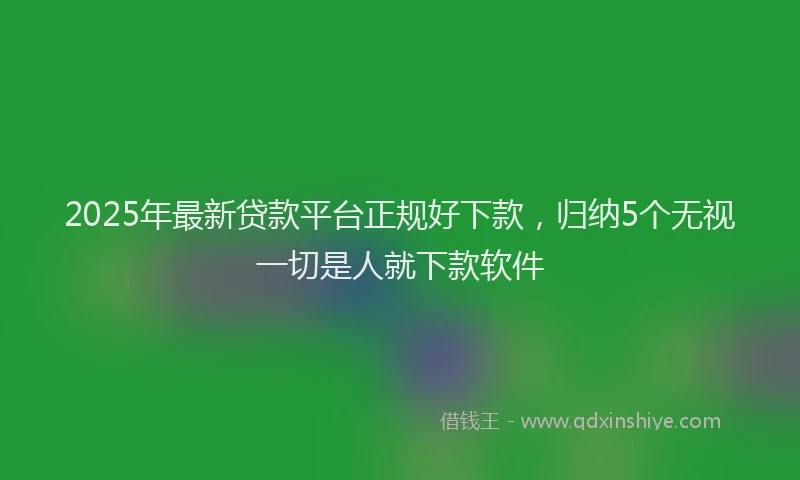 2025年最新贷款平台正规好下款，归纳5个无视一切是人就下款软件