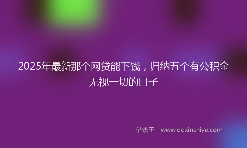 2025年最新那个网贷能下钱，归纳五个有公积金无视一切的口子