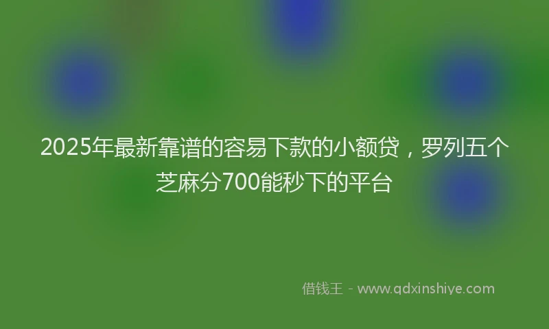 2025年最新靠谱的容易下款的小额贷，罗列五个芝麻分700能秒下的平台
