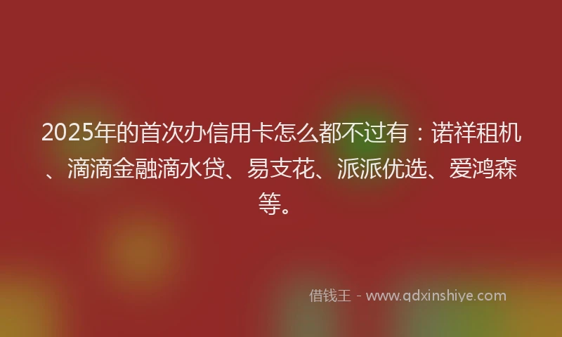 2025年的首次办信用卡怎么都不过有：诺祥租机、滴滴金融滴水贷、易支花、派派优选、爱鸿森等。