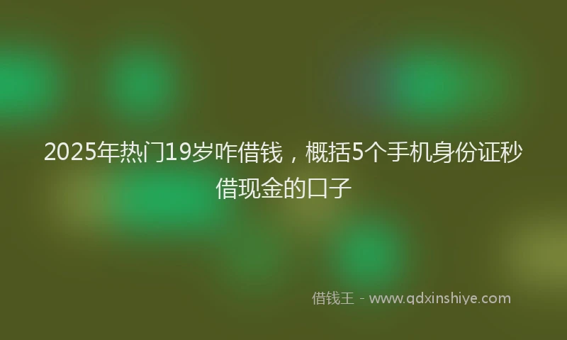 2025年热门19岁咋借钱，概括5个手机身份证秒借现金的口子