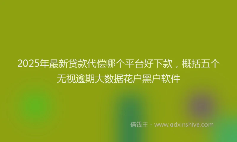 2025年最新贷款代偿哪个平台好下款，概括五个无视逾期大数据花户黑户软件