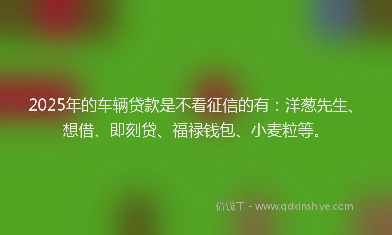 2025年的车辆贷款是不看征信的有：洋葱先生、想借、即刻贷、福禄钱包、小麦粒等。