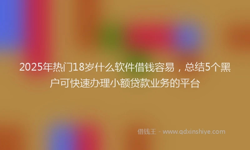 2025年热门18岁什么软件借钱容易，总结5个黑户可快速办理小额贷款业务的平台