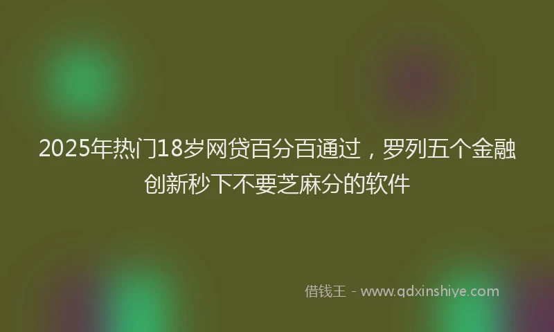 2025年热门18岁网贷百分百通过，罗列五个金融创新秒下不要芝麻分的软件