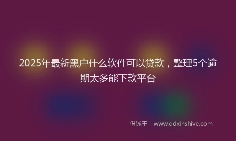 2025年最新黑户什么软件可以贷款，整理5个逾期太多能下款平台