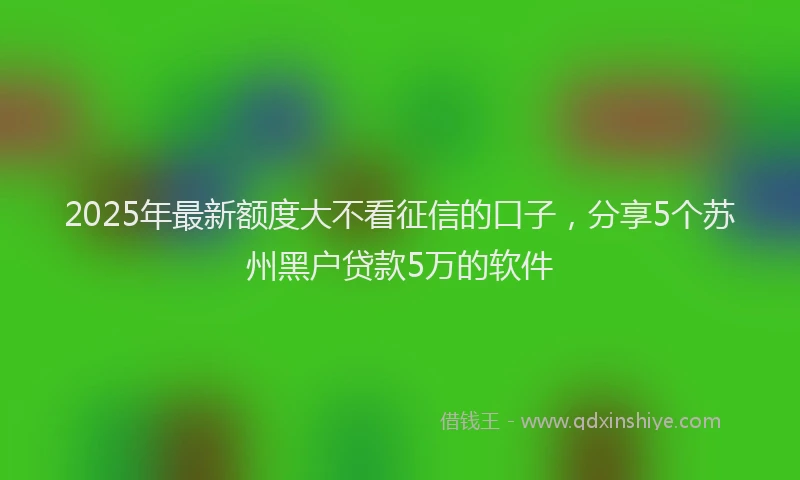 2025年最新额度大不看征信的口子，分享5个苏州黑户贷款5万的软件
