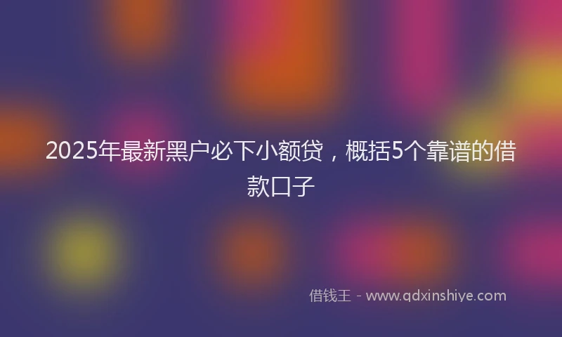 2025年最新黑户必下小额贷，概括5个靠谱的借款口子