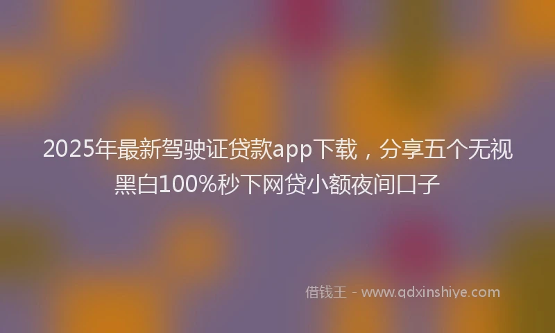 2025年最新驾驶证贷款app下载，分享五个无视黑白100%秒下网贷小额夜间口子