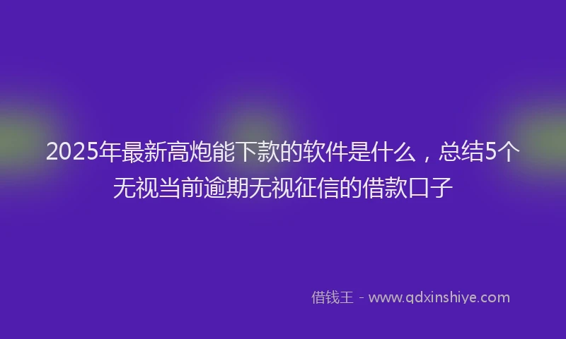 2025年最新高炮能下款的软件是什么，总结5个无视当前逾期无视征信的借款口子