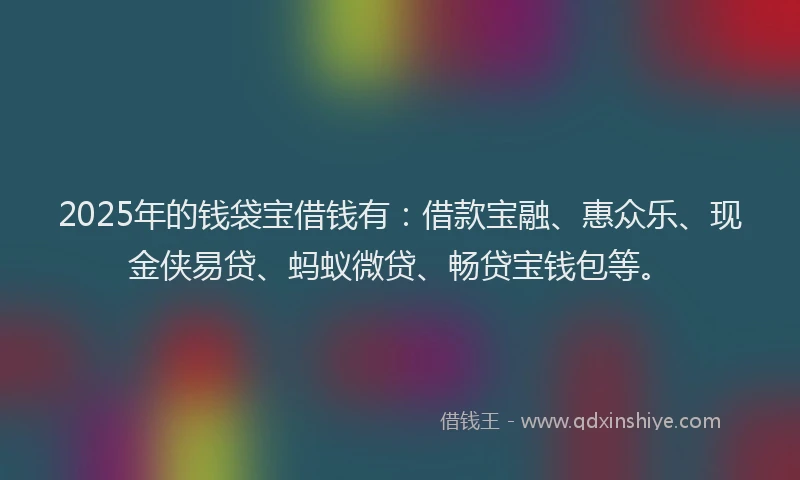 2025年的钱袋宝借钱有：借款宝融、惠众乐、现金侠易贷、蚂蚁微贷、畅贷宝钱包等。