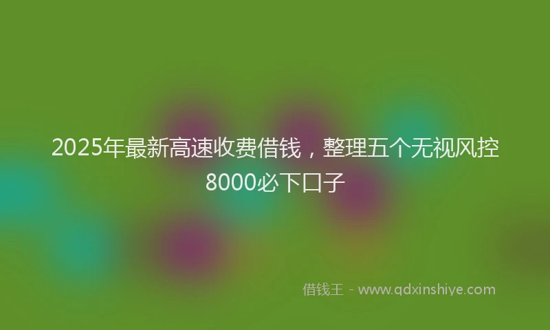 2025年最新高速收费借钱，整理五个无视风控8000必下口子