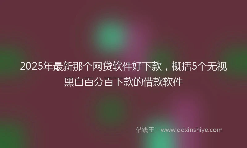 2025年最新那个网贷软件好下款，概括5个无视黑白百分百下款的借款软件