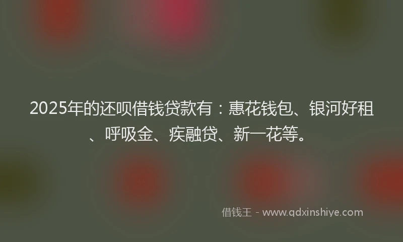 2025年的还呗借钱贷款有：惠花钱包、银河好租、呼吸金、疾融贷、新一花等。