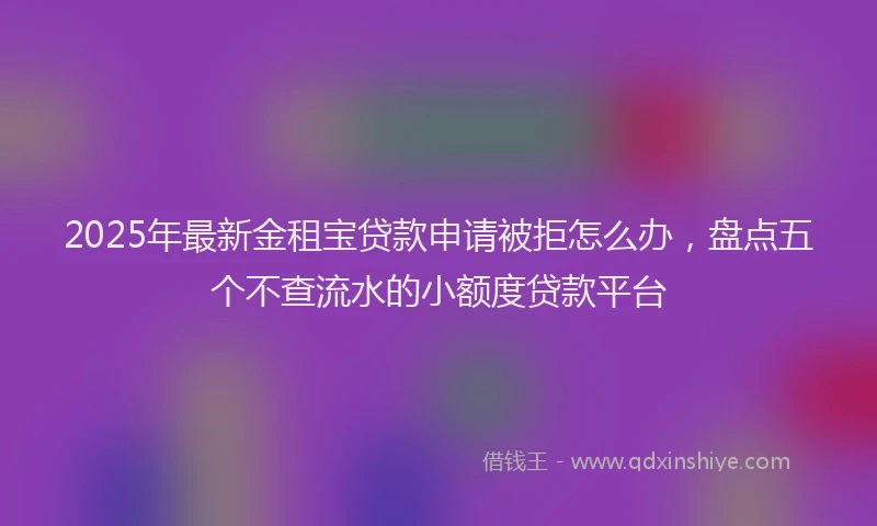 2025年最新金租宝贷款申请被拒怎么办，盘点五个不查流水的小额度贷款平台