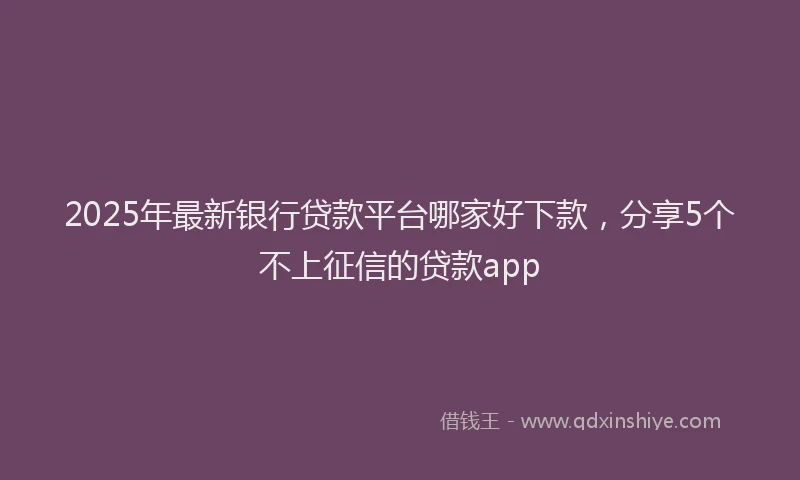 2025年最新银行贷款平台哪家好下款，分享5个不上征信的贷款app