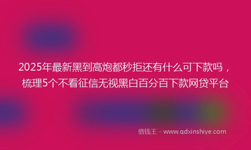 2025年最新黑到高炮都秒拒还有什么可下款吗，梳理5个不看征信无视黑白百分百下款网贷平台