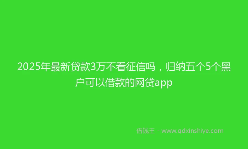 2025年最新贷款3万不看征信吗，归纳五个5个黑户可以借款的网贷app