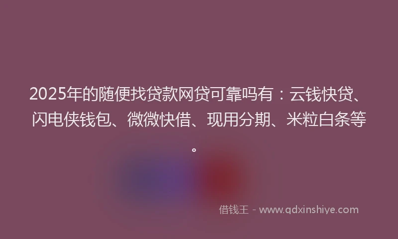 2025年的随便找贷款网贷可靠吗有：云钱快贷、闪电侠钱包、微微快借、现用分期、米粒白条等。