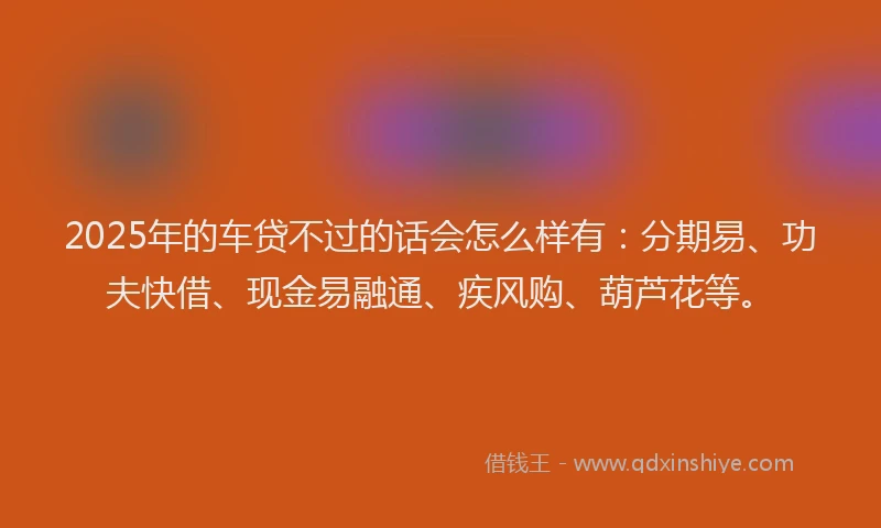 2025年的车贷不过的话会怎么样有：分期易、功夫快借、现金易融通、疾风购、葫芦花等。