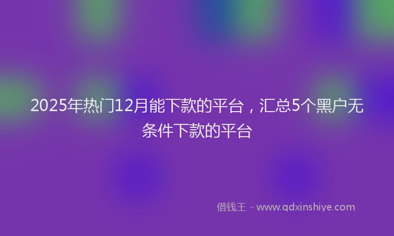 2025年热门12月能下款的平台，汇总5个黑户无条件下款的平台