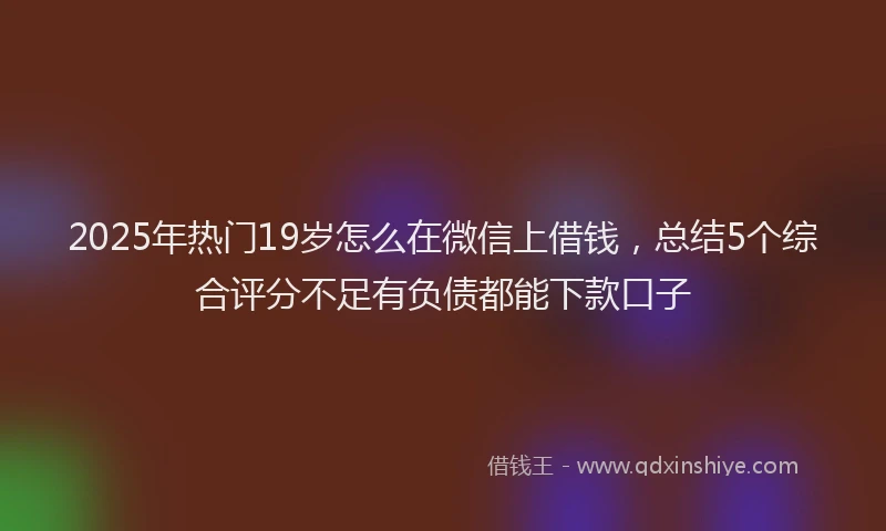2025年热门19岁怎么在微信上借钱，总结5个综合评分不足有负债都能下款口子