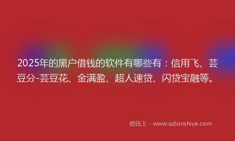2025年的黑户借钱的软件有哪些有：信用飞、芸豆分-芸豆花、金满盈、超人速贷、闪贷宝融等。