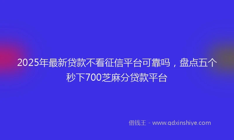 2025年最新贷款不看征信平台可靠吗，盘点五个秒下700芝麻分贷款平台