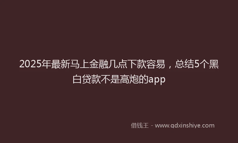 2025年最新马上金融几点下款容易，总结5个黑白贷款不是高炮的app