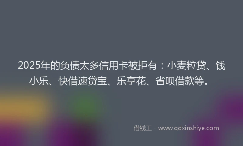 2025年的负债太多信用卡被拒有：小麦粒贷、钱小乐、快借速贷宝、乐享花、省呗借款等。