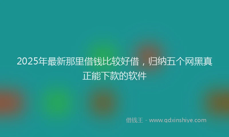 2025年最新那里借钱比较好借，归纳五个网黑真正能下款的软件