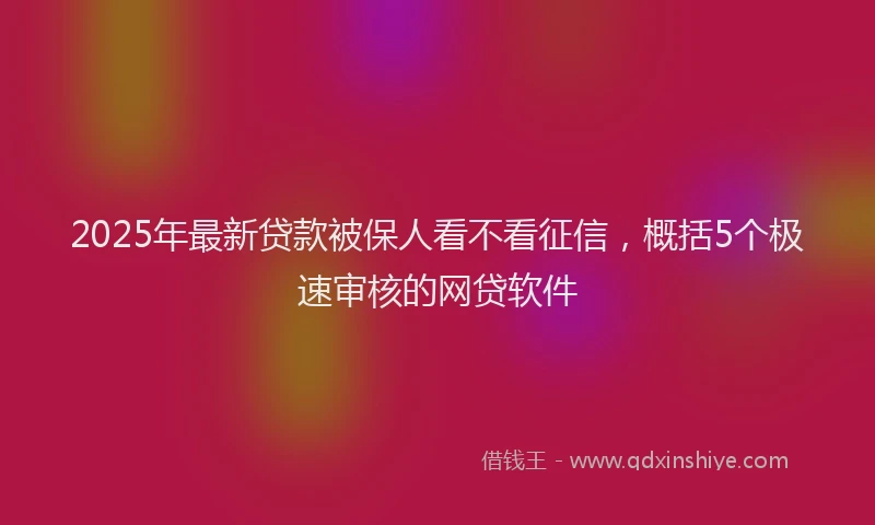 2025年最新贷款被保人看不看征信，概括5个极速审核的网贷软件