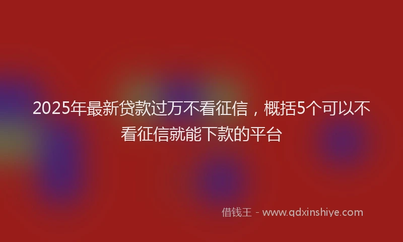 2025年最新贷款过万不看征信，概括5个可以不看征信就能下款的平台