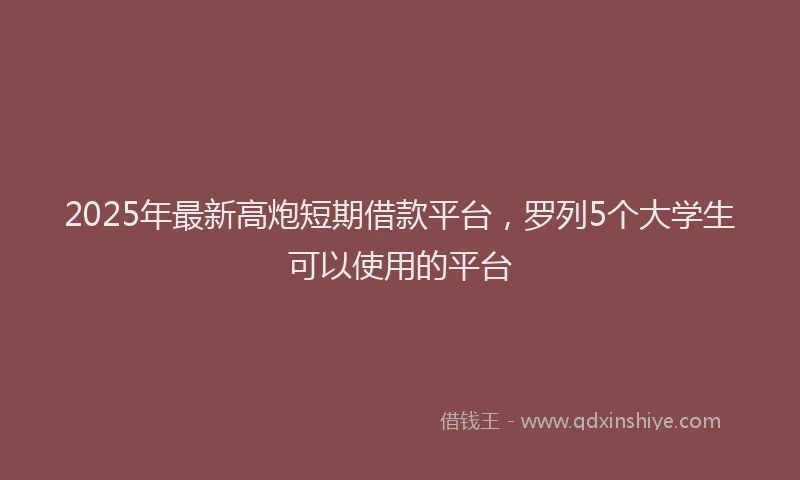 2025年最新高炮短期借款平台，罗列5个大学生可以使用的平台