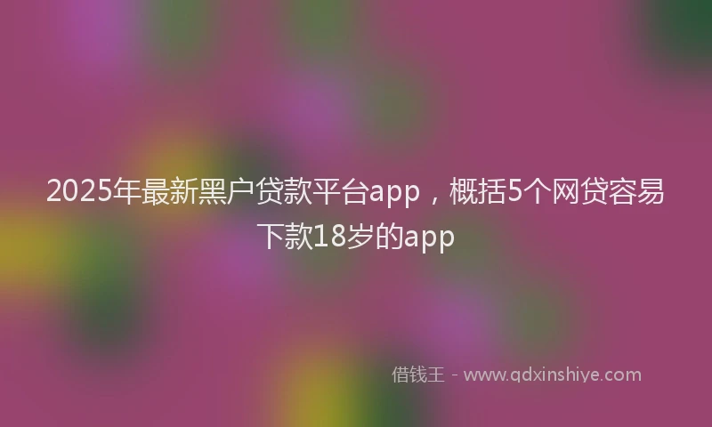 2025年最新黑户贷款平台app，概括5个网贷容易下款18岁的app